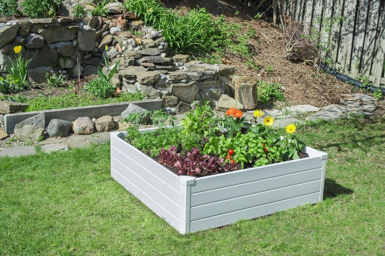 Deluxe 48"x48"x15” Raised Garden Bed – White