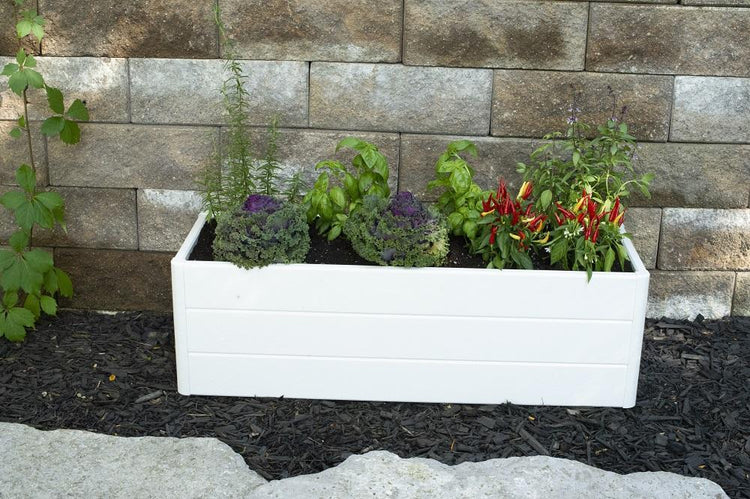 Terrace Garden Bed 36.5 x 13" x 11.5" – Hard Bottom, White