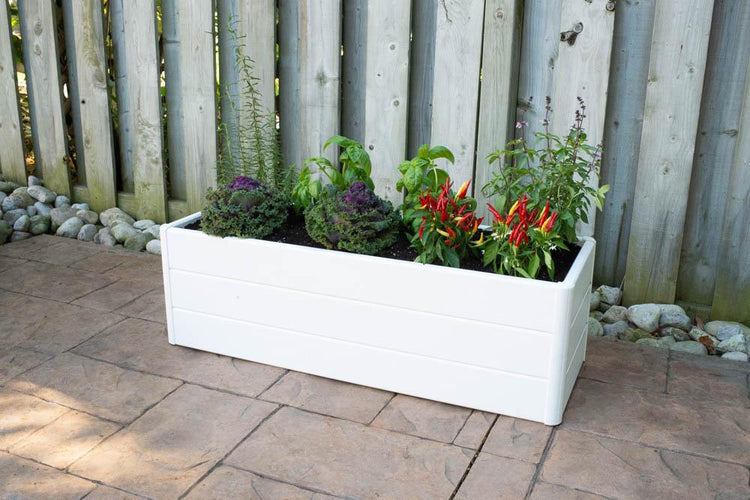 Terrace Garden Bed 36.5 x 13" x 11.5" – Hard Bottom, White