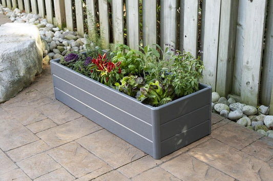 Terrace Garden Bed 36.5" x 13" x 11.5" – Hard Bottom, Slate Gray