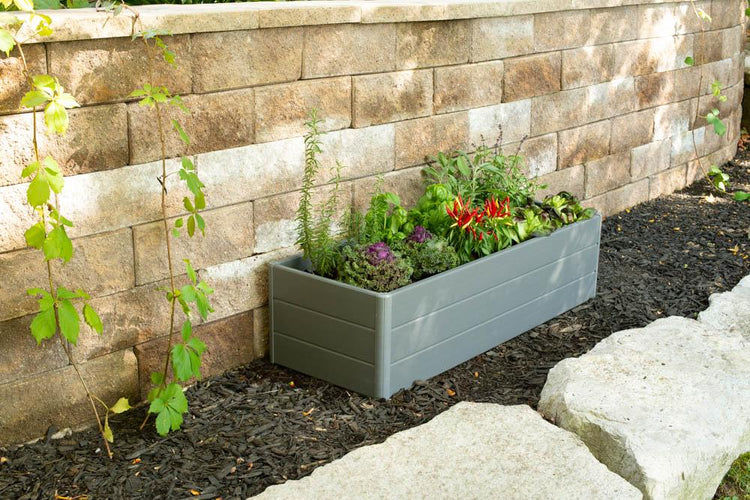 Terrace Garden Bed  16.5" x 44.5" x 11.5"– Fabric Bottom, Slate Gray