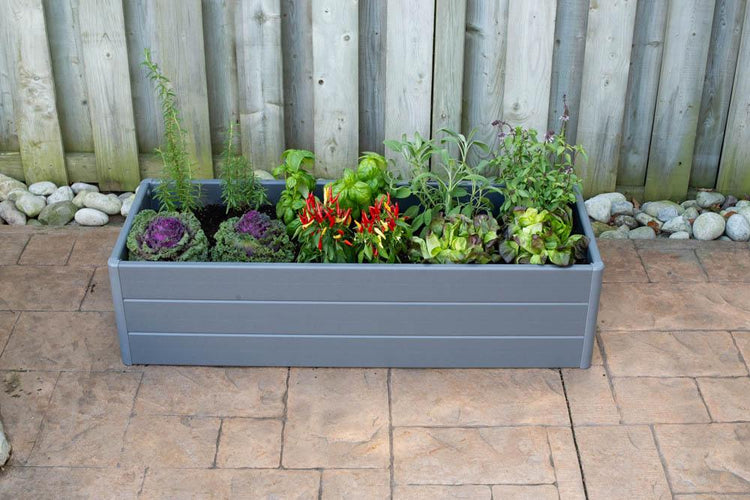 Terrace Garden Bed 36.5" x 13" x 11.5" – Hard Bottom, Slate Gray