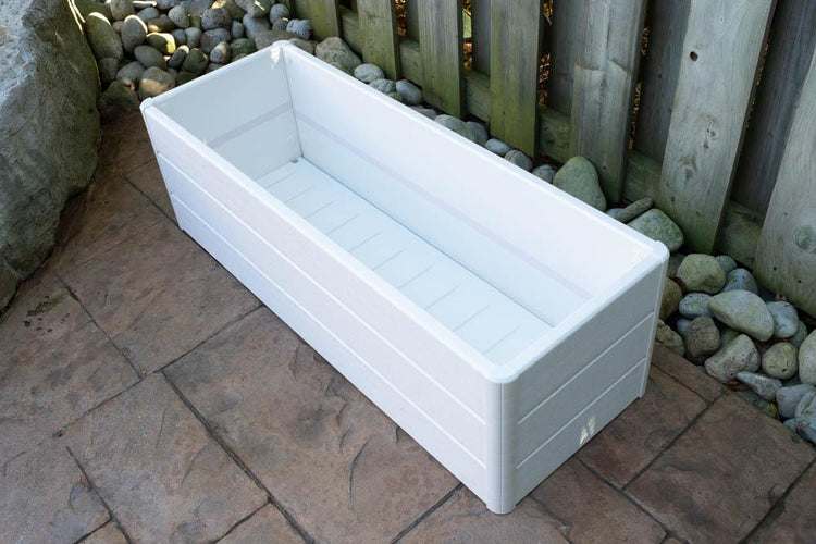 Terrace Garden Bed 36.5 x 13" x 11.5" – Hard Bottom, White