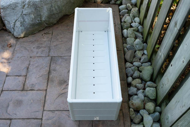 Terrace Garden Bed 36.5 x 13" x 11.5" – Hard Bottom, White